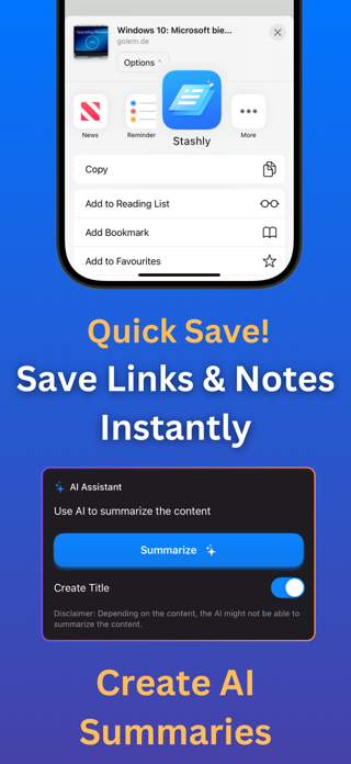 Stashly AI: Link & Note Saver Screenshot 2 of 4