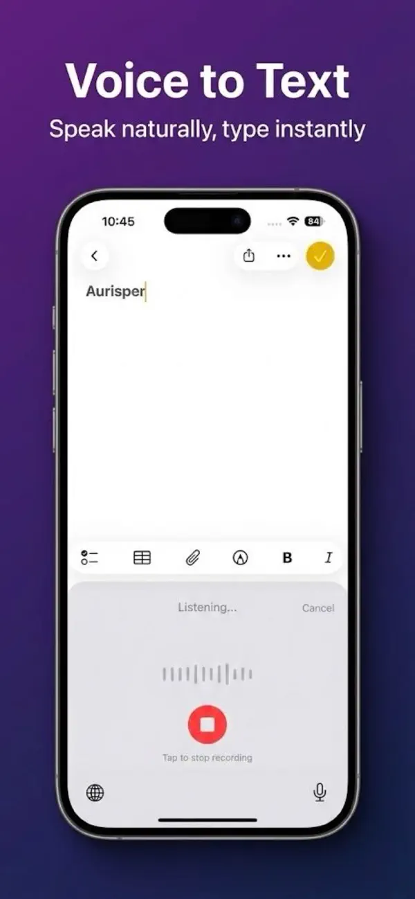 Screenshot #1 pour Aurisper: AI Voice Input