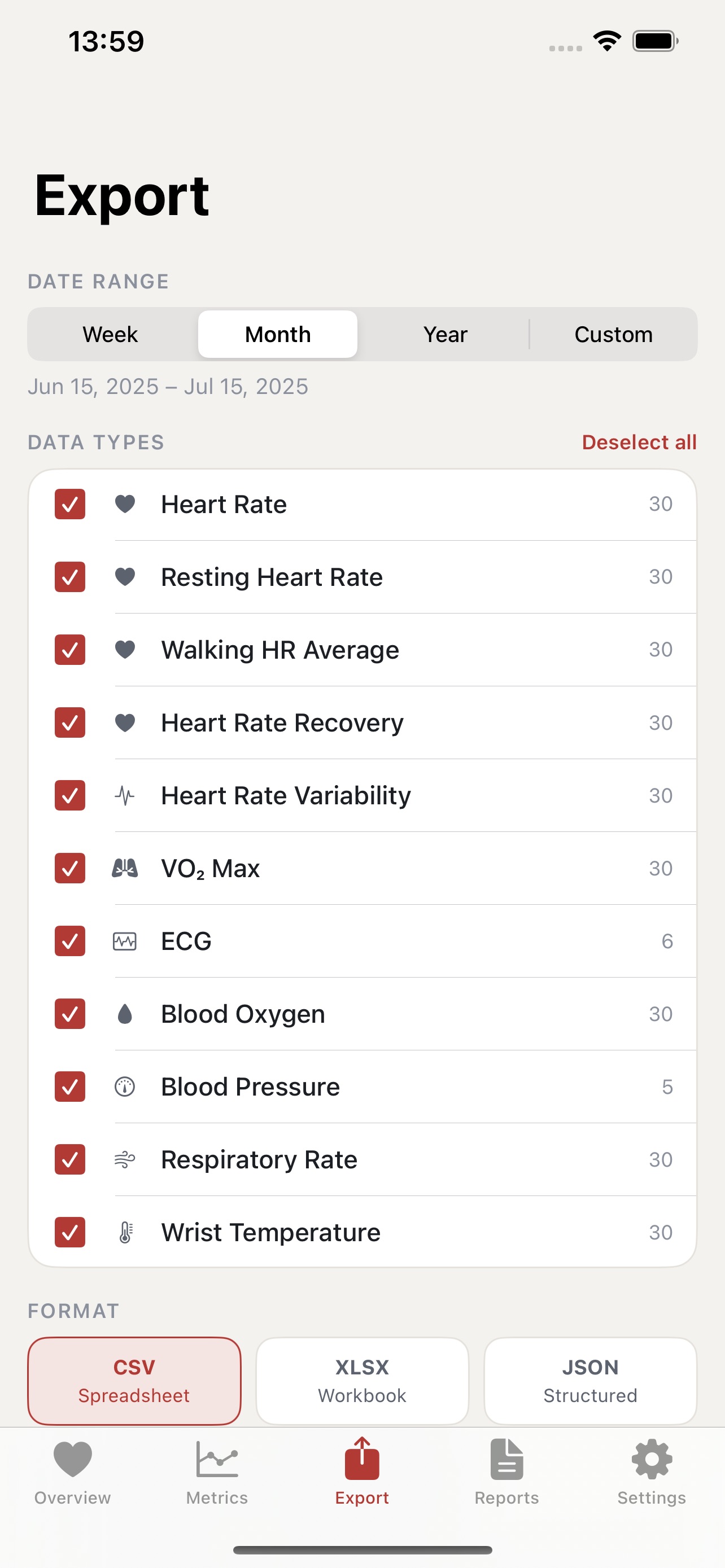 Screenshot 3 of Heart Data Exporter