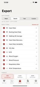 Heart Data Exporter screenshot