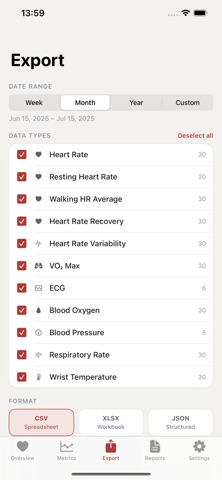 Heart Data Exporter のスクリーンショット
