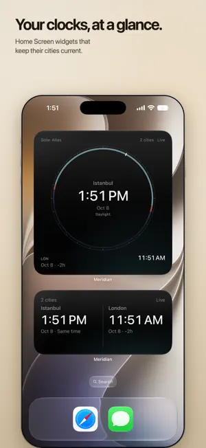 World Clock Widget: Meridian screenshot 1