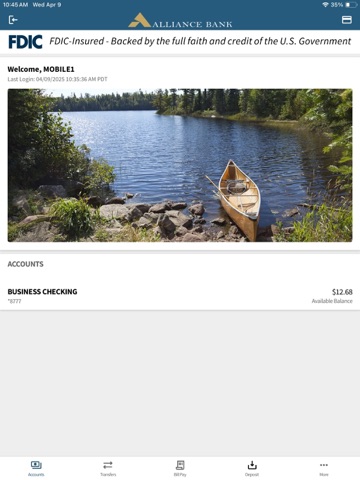 Alliance Banks iPad screenshot