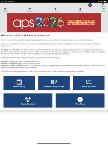 APS 2026 iPad screenshot