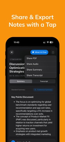 AI Meeting Note Taker - Minat iPhone screenshot