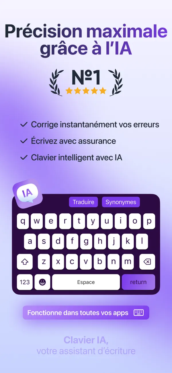 Screenshot #1 pour Clavier IA Francais - Ecriture