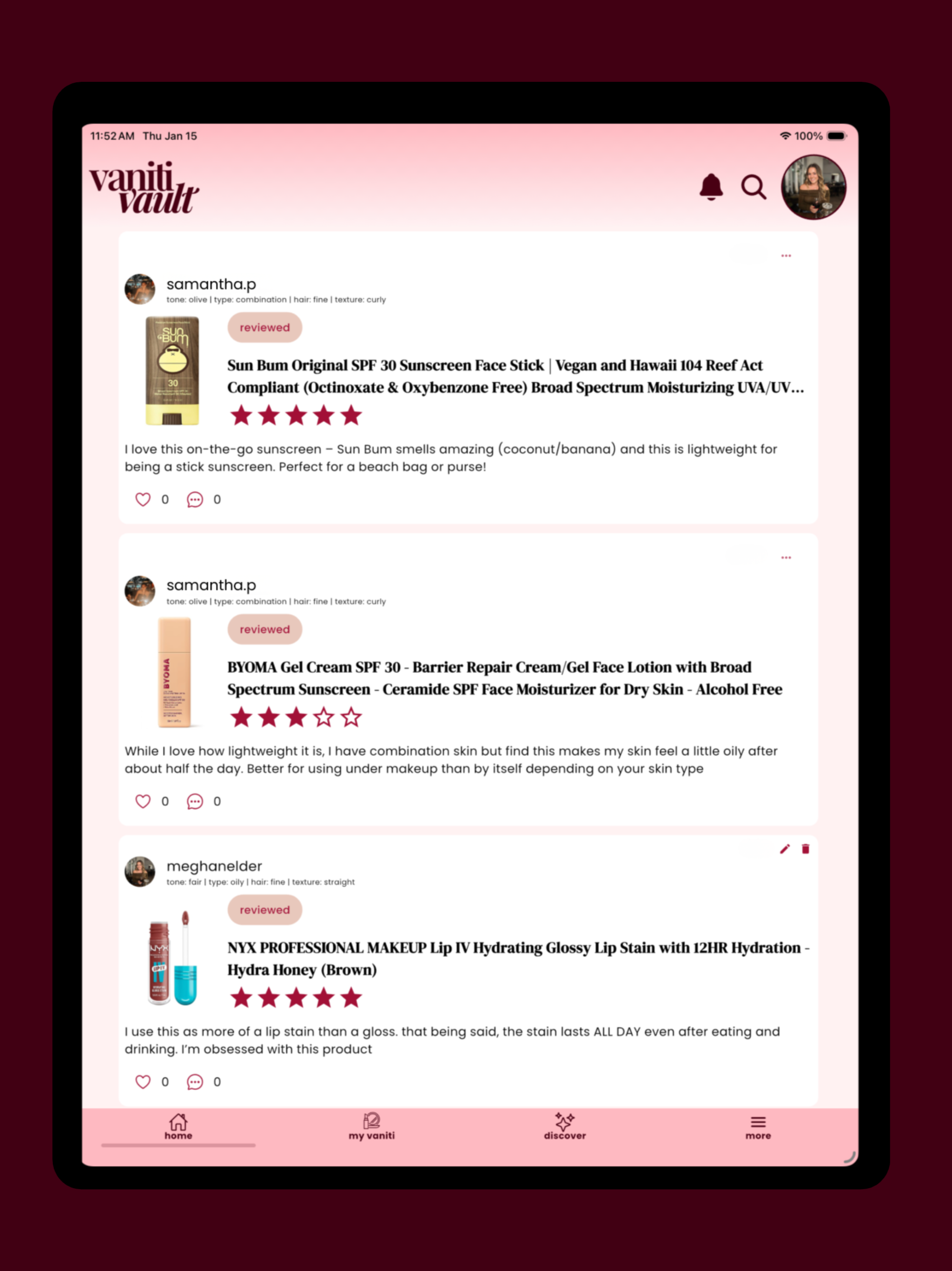 vaniti vault - beauty tracker