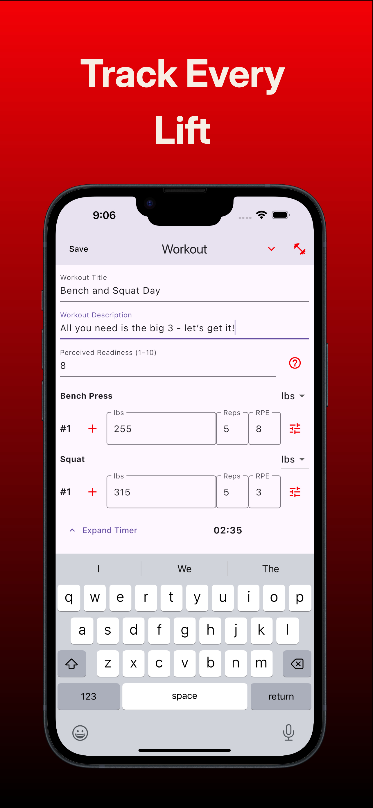 PowerLiftCalc Workout Log