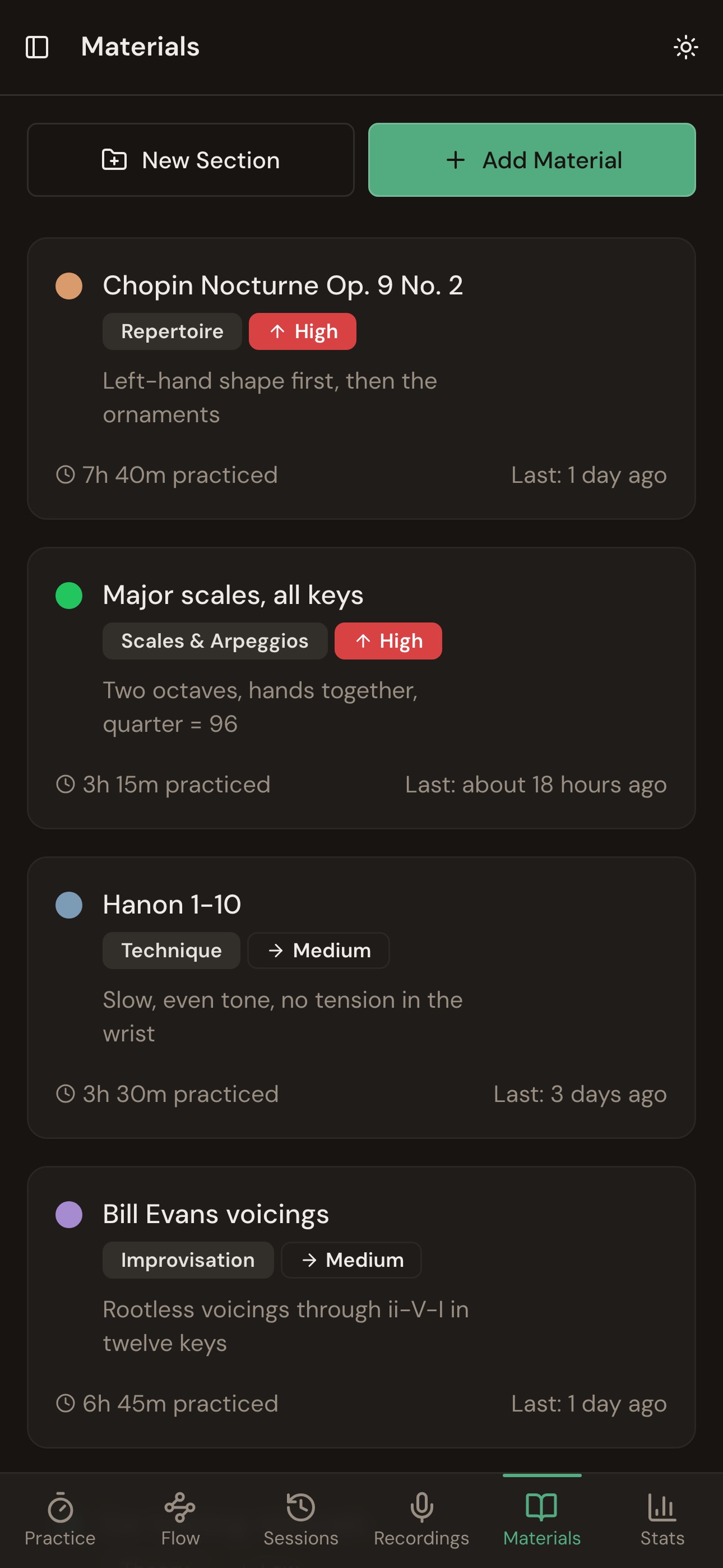 Screenshot 6 of Cadence Practice Log