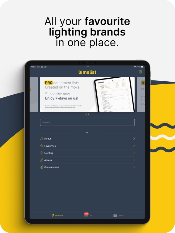 Lumolist iPad screenshot 1 - Business app