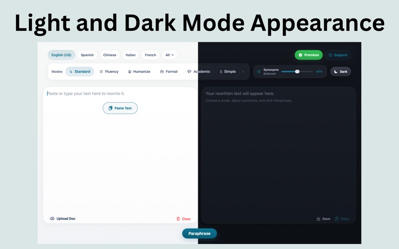 Paraphrase Tool : AI Rewriter iPhone screenshot