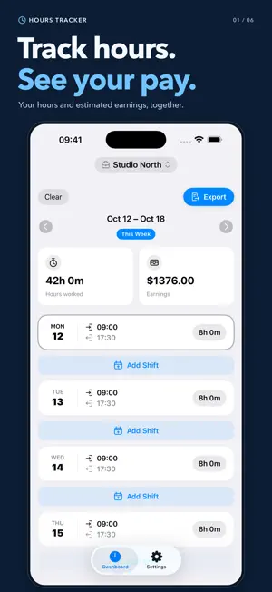 Hours Tracker: Clock In screenshot 1