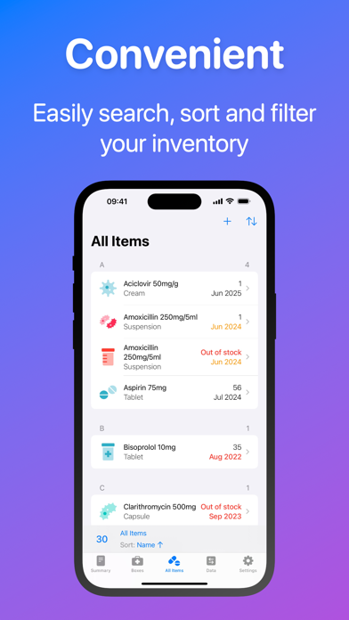 Ampoule 2 - Medical Inventory Screenshot