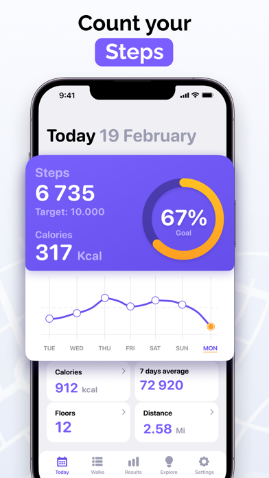 Pedometer - Easy Track Steps iPhone screenshot 1 - Health & Fitness app