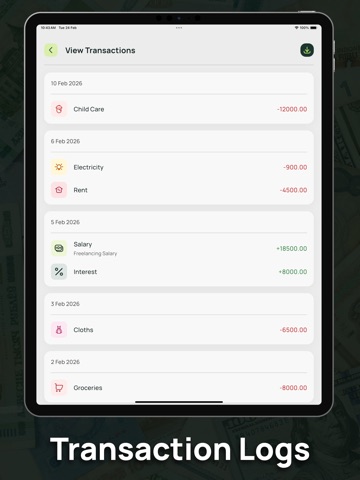 Daily Expense Manager. iPad screenshot