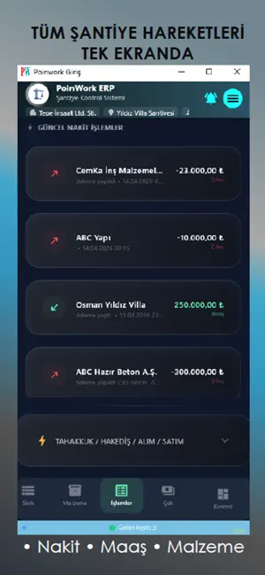 PoinWork - Şantiye Takip ERP screenshot 2