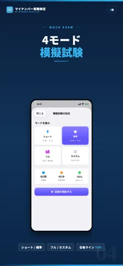 Скриншот マイナンバー実務検定3級 試験対策 問題集 на iPhone 4