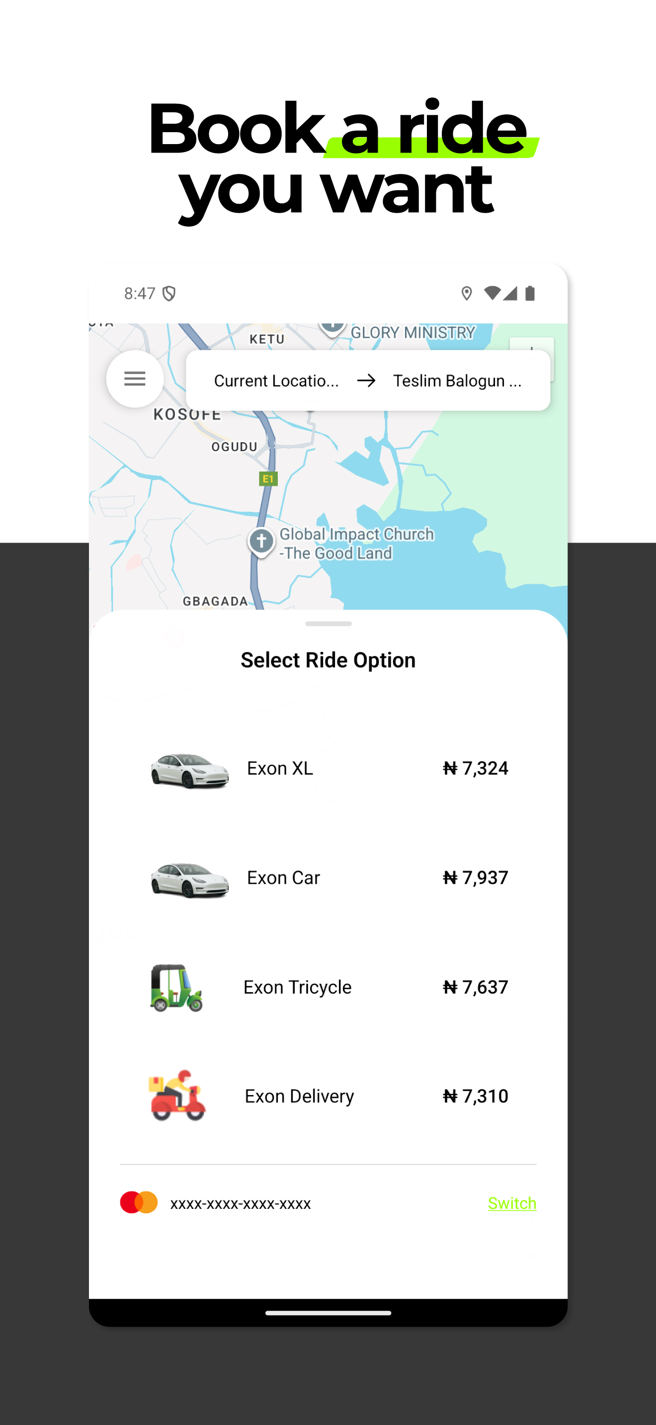 Exon: Request a Ride for Less