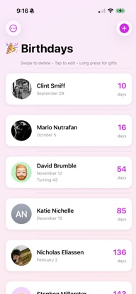 Birthday Countdowns + Reminder screenshot 1