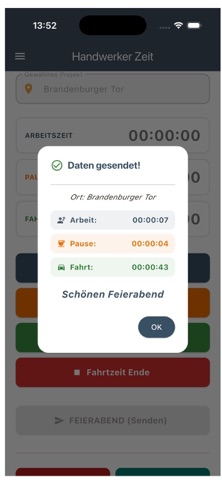 Handwerker Zeit App iPhone screenshot