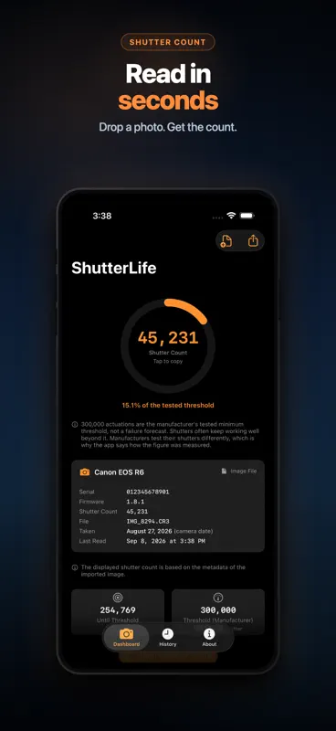 ShutterLife: Shutter Count screenshot 1 of 8