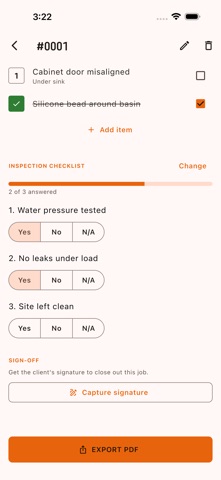 Work Order + Punch List iPhone screenshot
