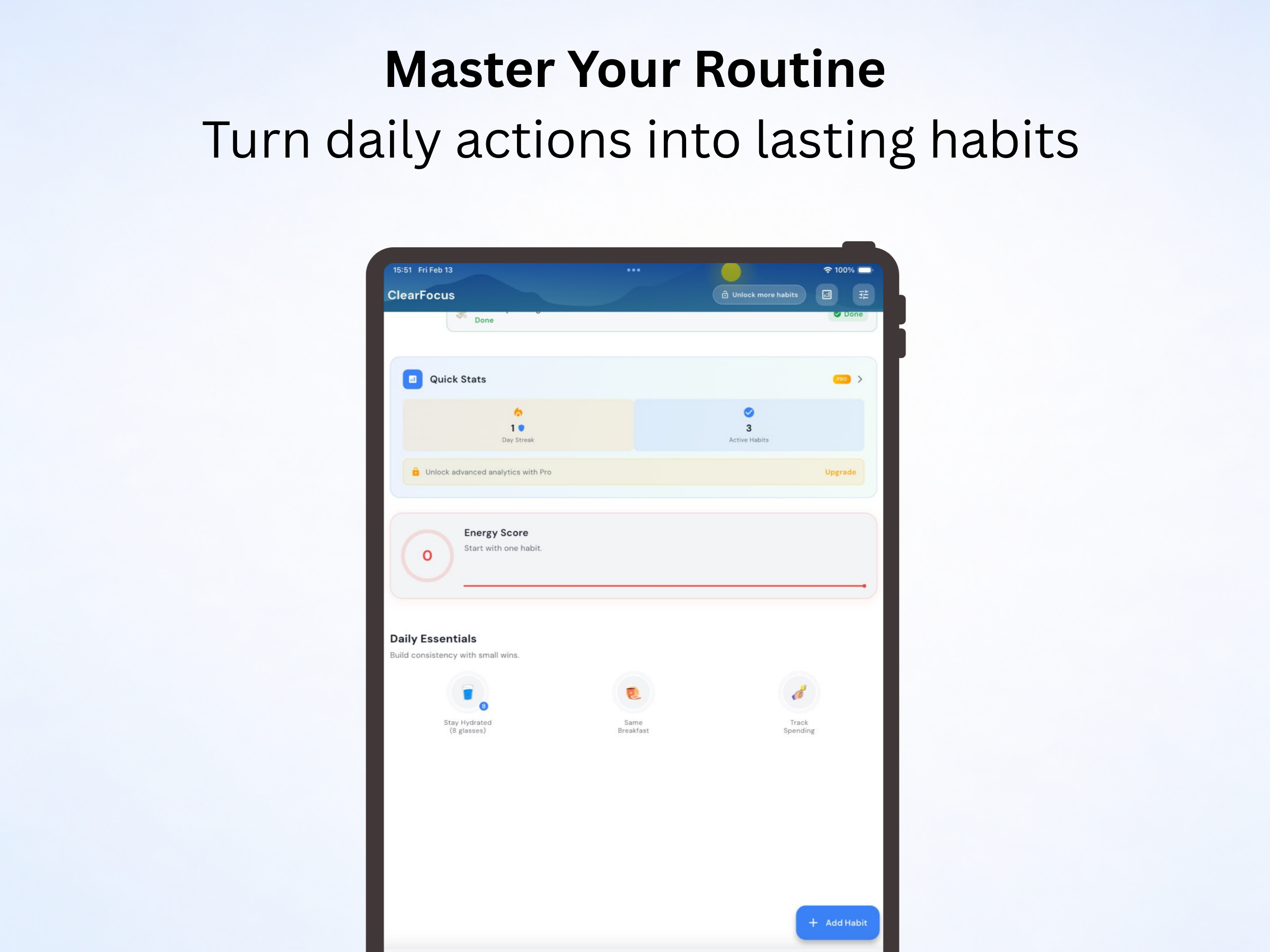 ClearFocus: Habit Tracker Plan screenshot 12