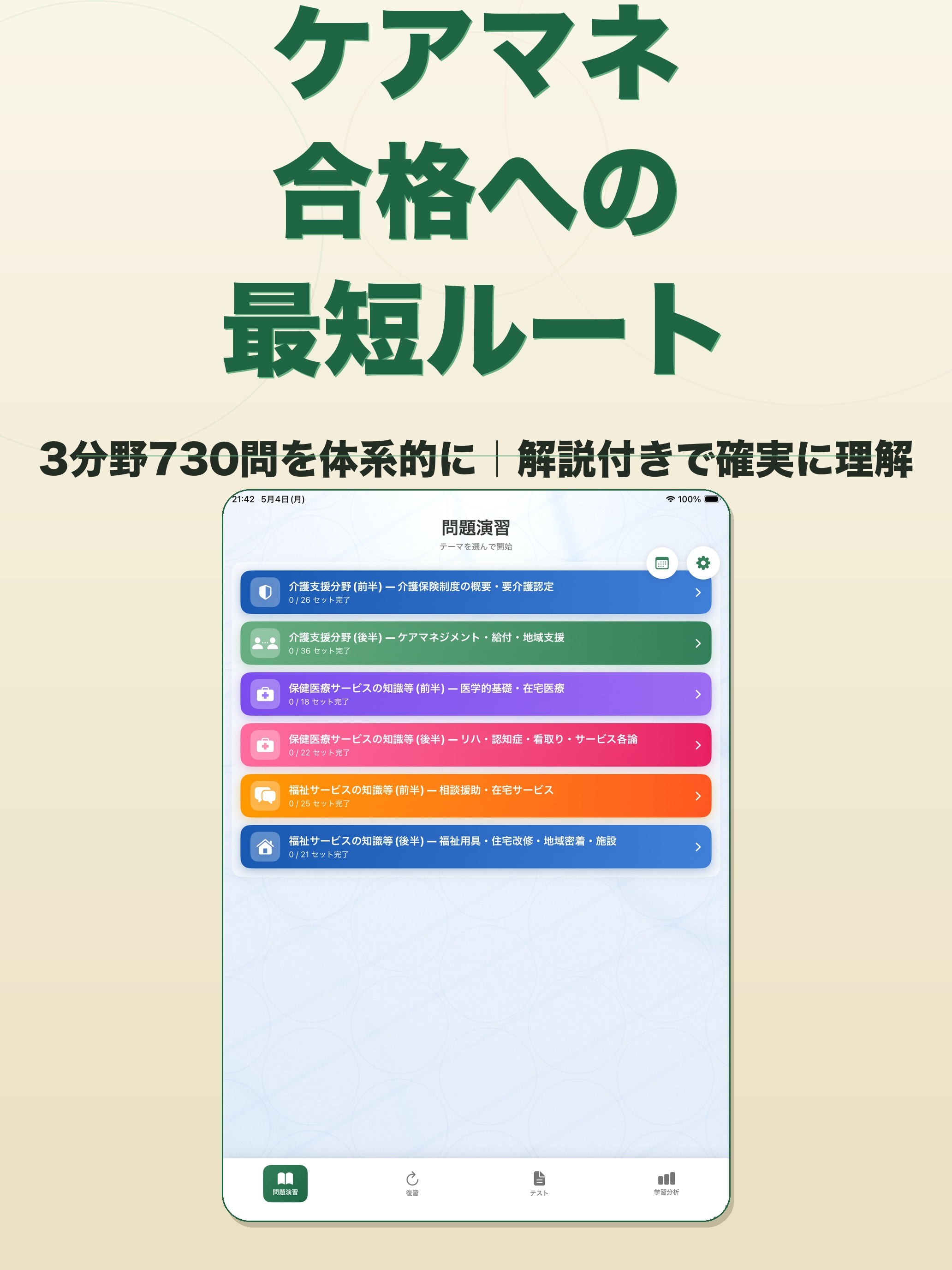 ケアマネ過去問 一問一答730問