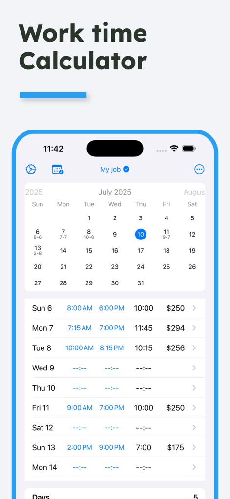 Work Hours Calculator - Utilities App | MWM