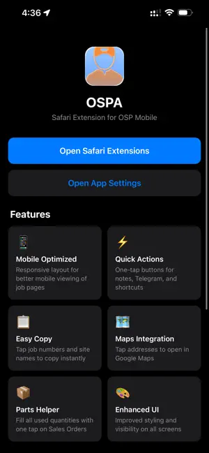 OSPA Extension screenshot 1