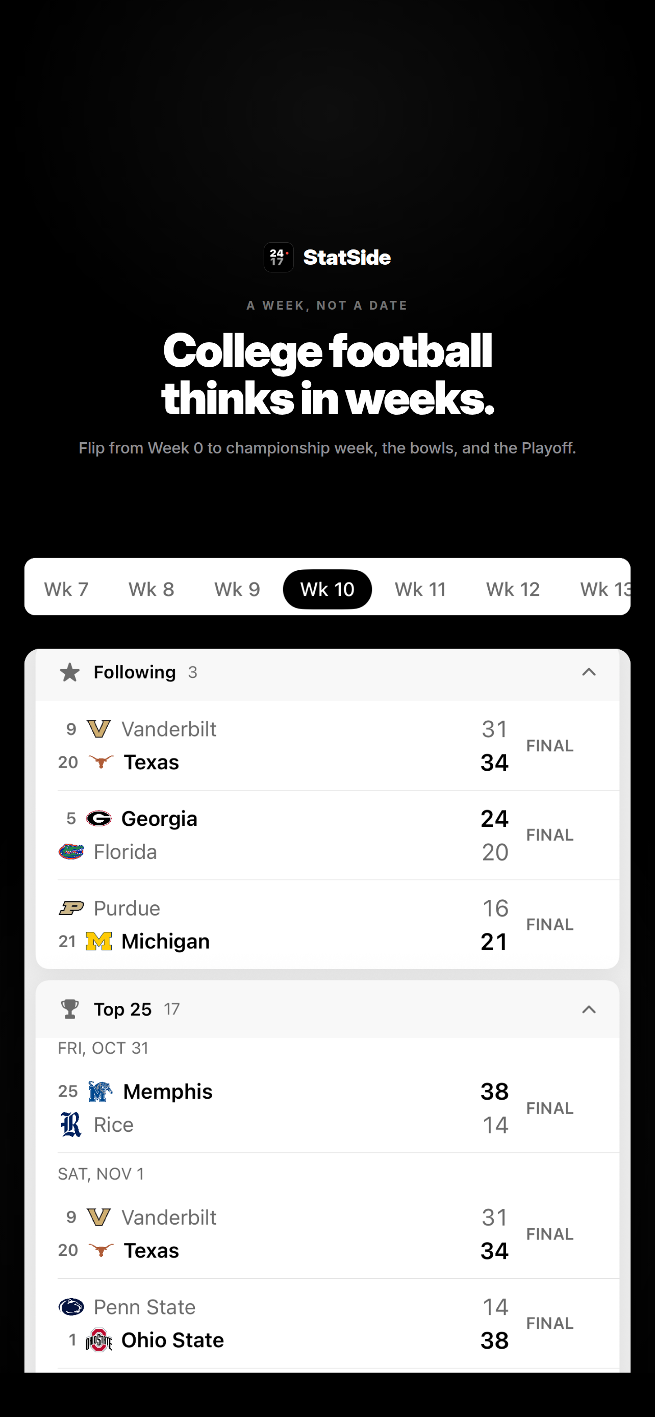 StatSide – College Football screenshot 4