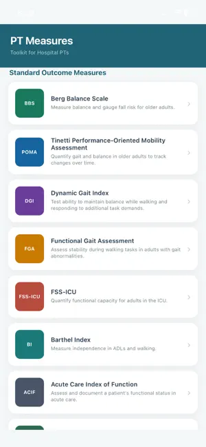 PT Measures screenshot 1