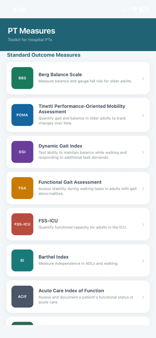PT Measures Screenshot 1 of 3
