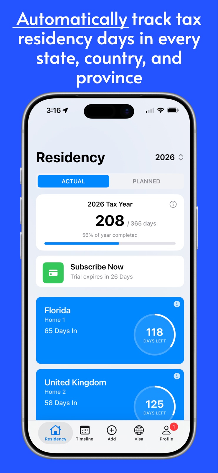 iReside: Tax Residency & Visa iphone screenshot 1