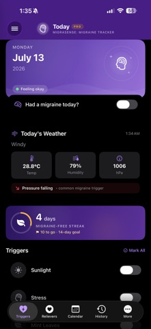 MigraSense: Migraine Tracker screenshot