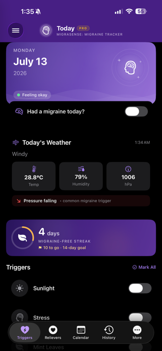 MigraSense: Migraine Tracker Screenshot 1 of 7