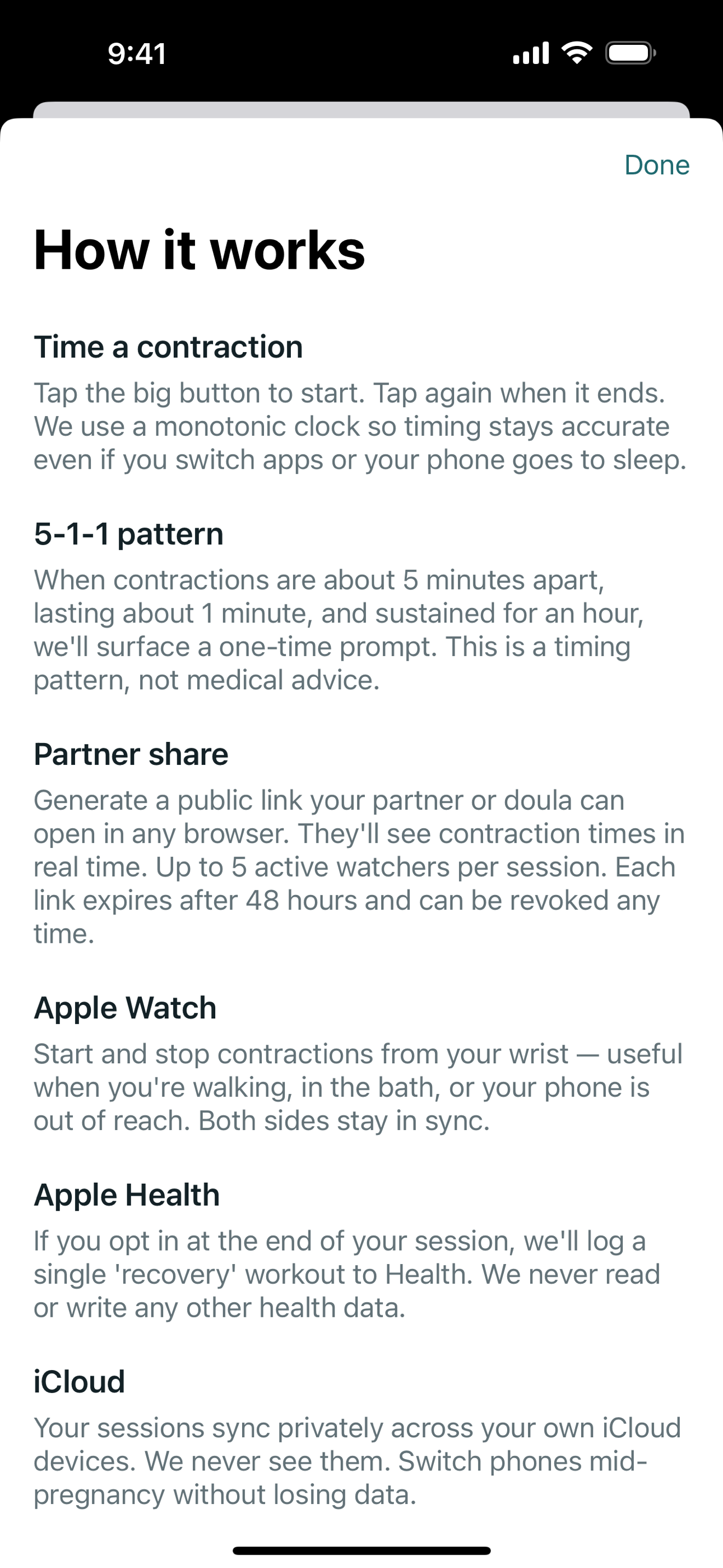 Contraction Timer by Nestling screenshot 6