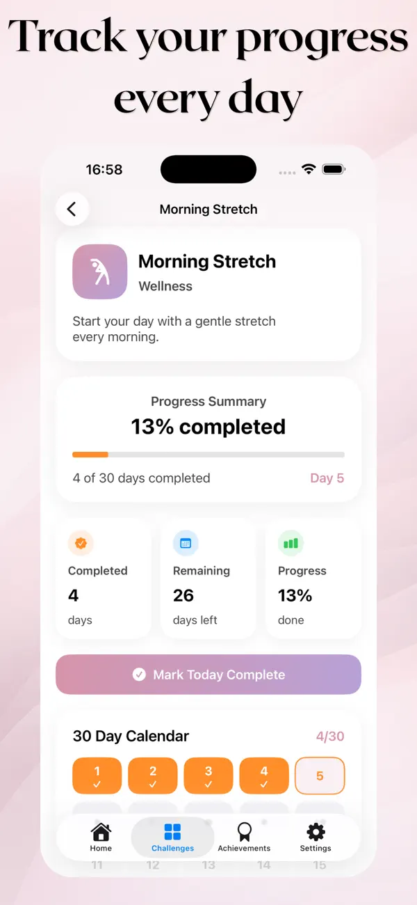 Screenshot #1 pour 30 Day Self-Care Challenge