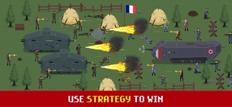 Trench Warfare WW1: Army War - Observe dynamic battles featuring armored tanks and visually striking explosive artillery fire.