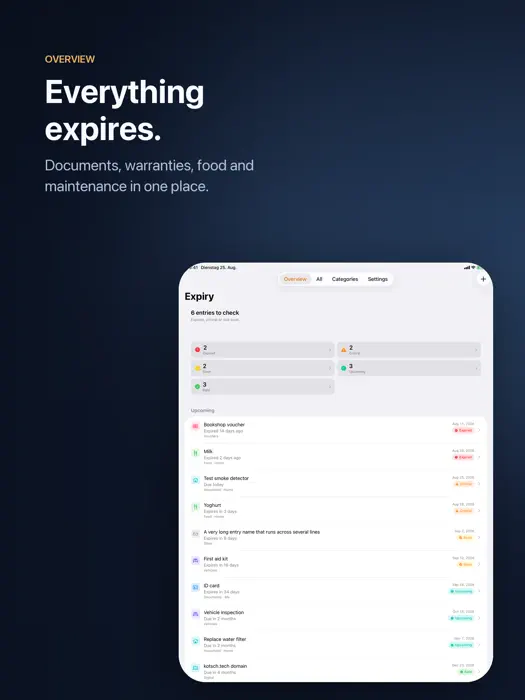 Expiry — iPad Screenshot 1