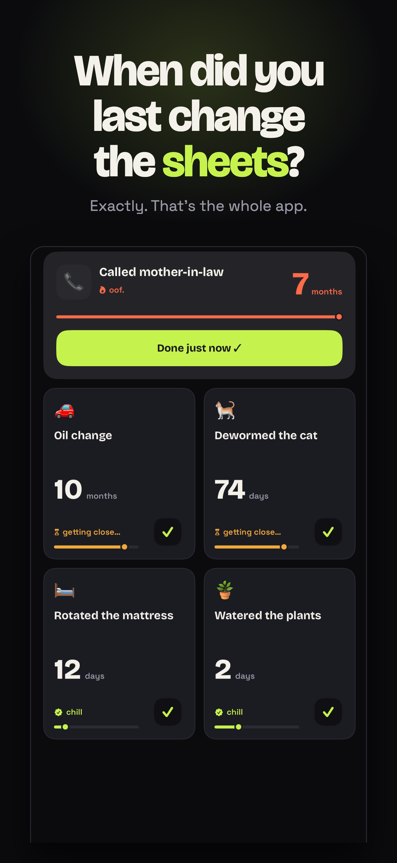 Sincely: Last-Time Tracker