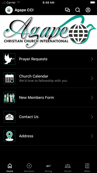 Agape Christian Church Intl app screenshot