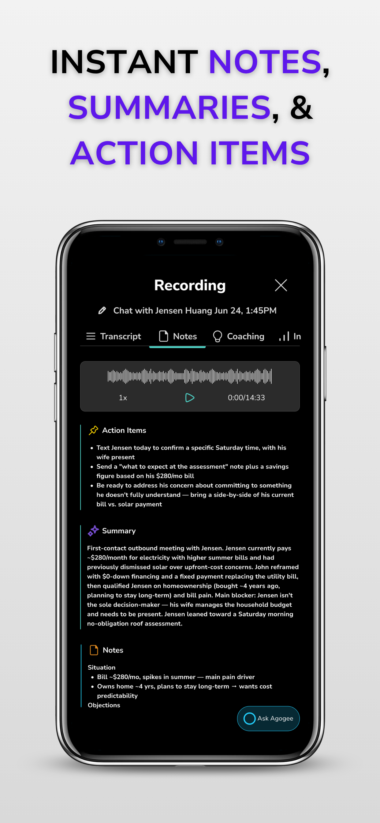 Agogee: AI Sales Notes screenshot 4