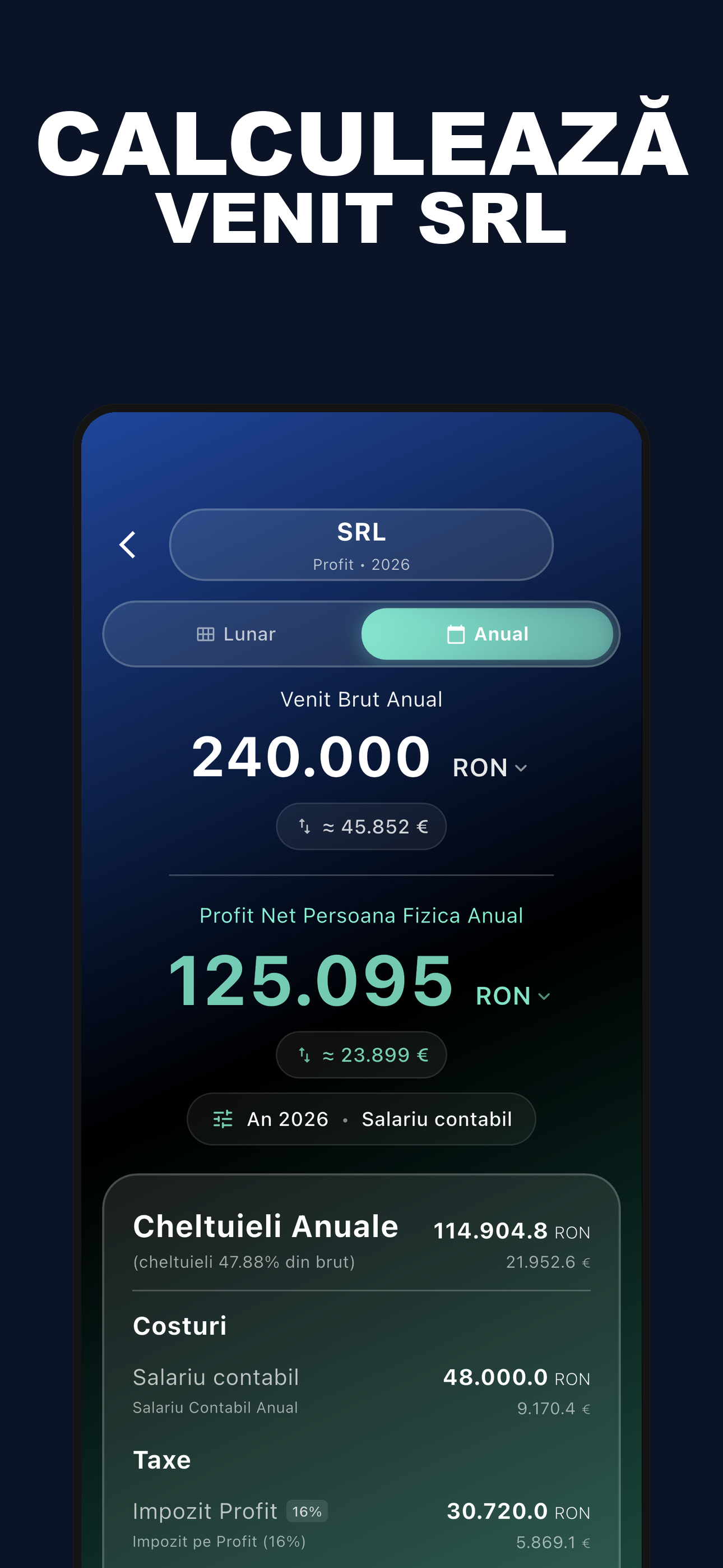 Venit Net: CIM, PFA & SRL screenshot 7