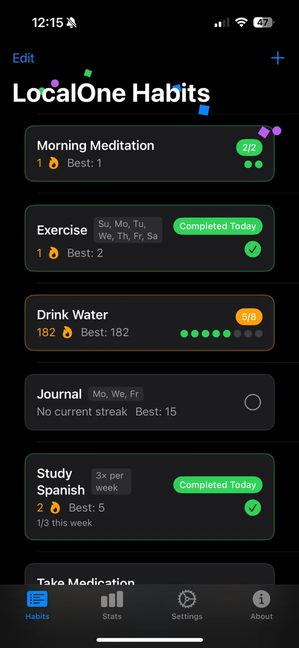 Screenshot #1 pour LocalOne Habits