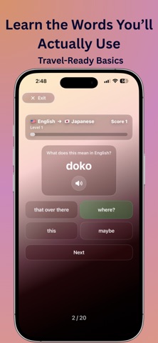 Lunoki: Travel Language Quiz iPhone screenshot