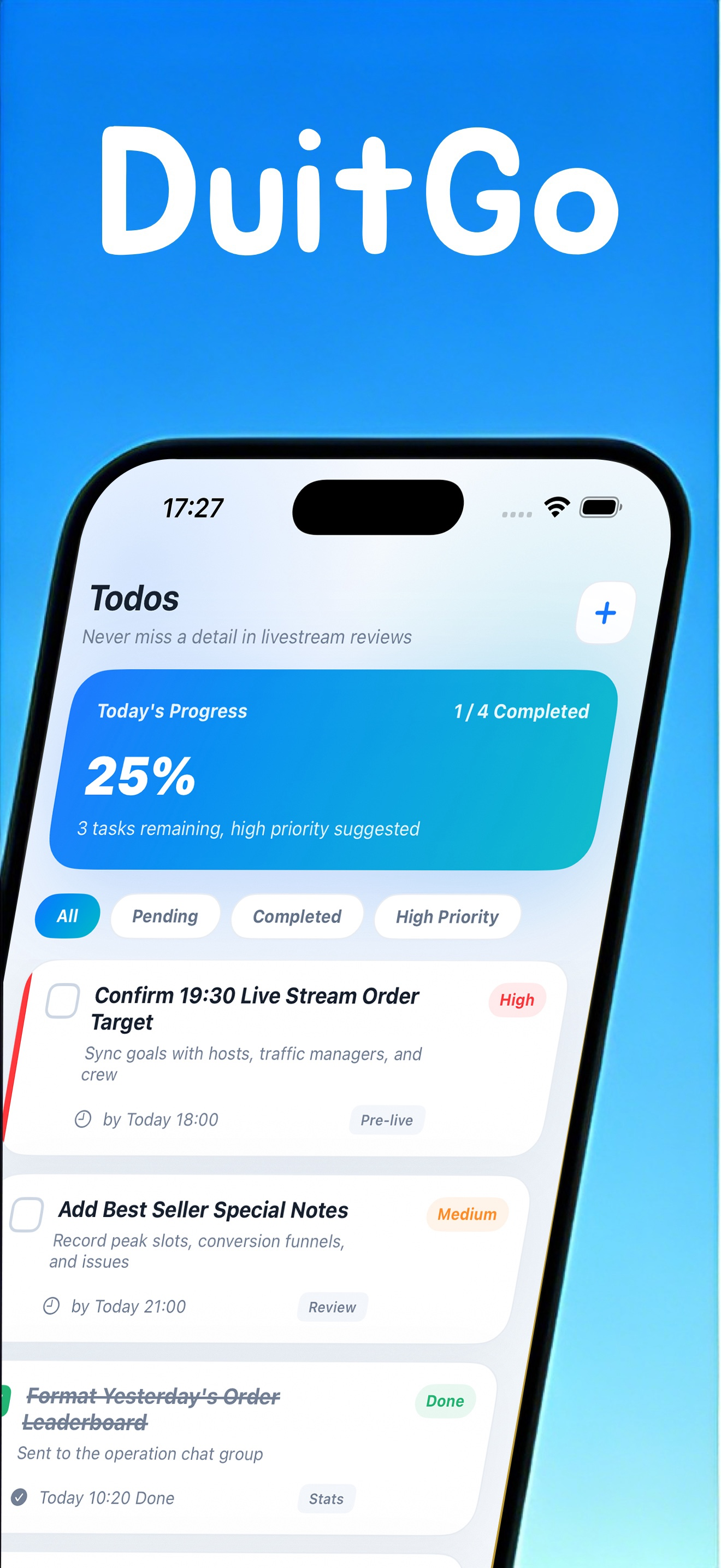 DuitGo - Live Stream Stats