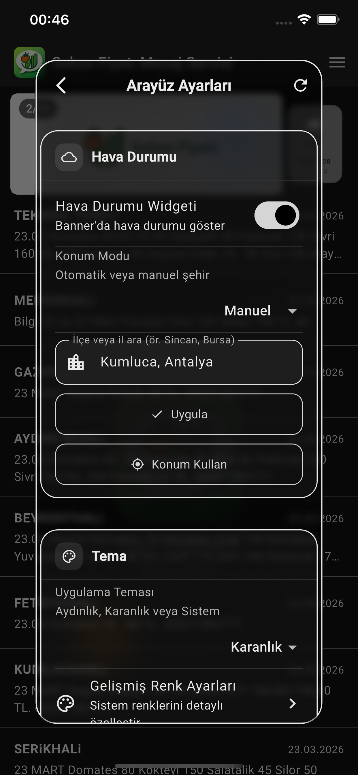 Sebze Fiyatı Mesaj Servisi