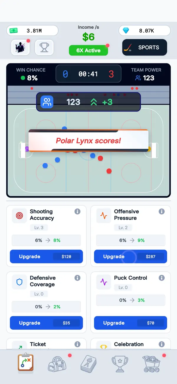 Sport Star - Team Manager Idle iOS Mod IPA screenshot 5 - iOS game interface