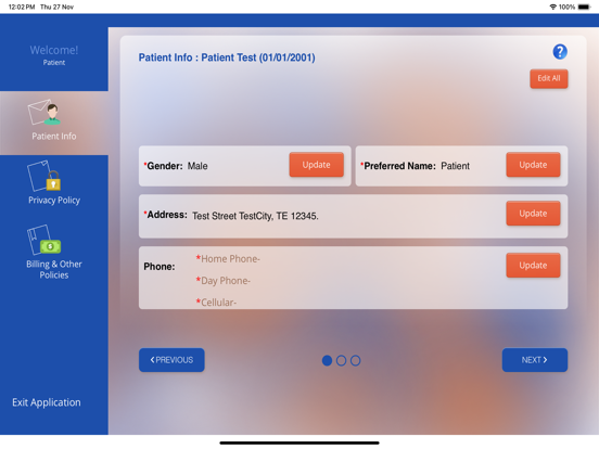 Eyeclinic Check-in iPad screenshot 5 - Medical app